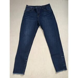 Grace women’s high rise skinny frayed hem blue jeans